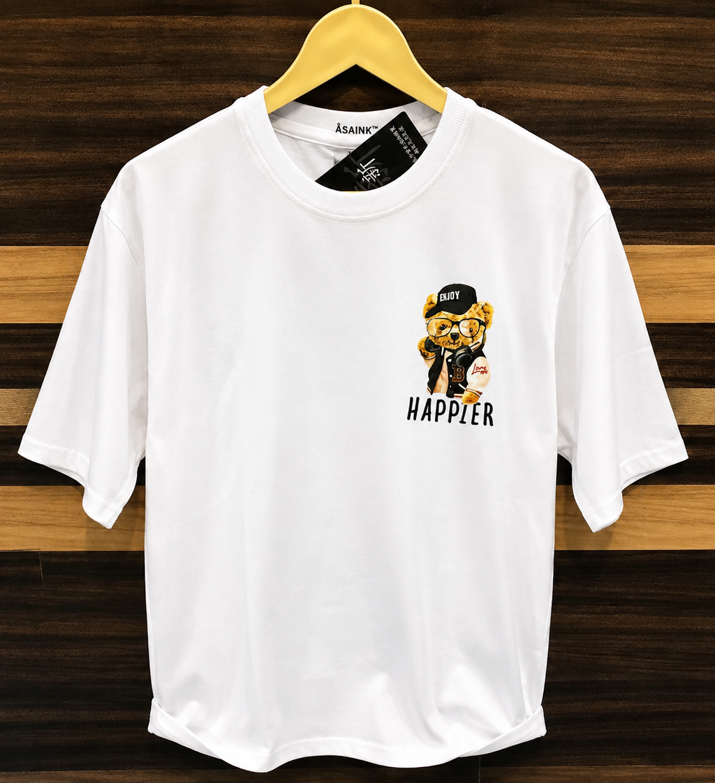 Happier Teddy Bear Premium Graphic T-Shirt | ÅSAINK™