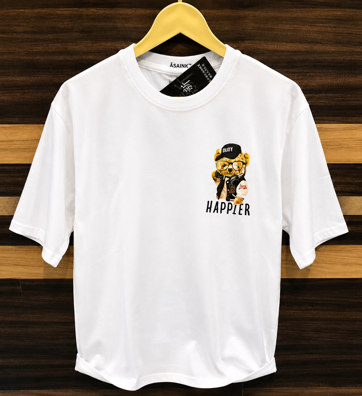 Happier Teddy Bear Premium Graphic T-Shirt | ÅSAINK™