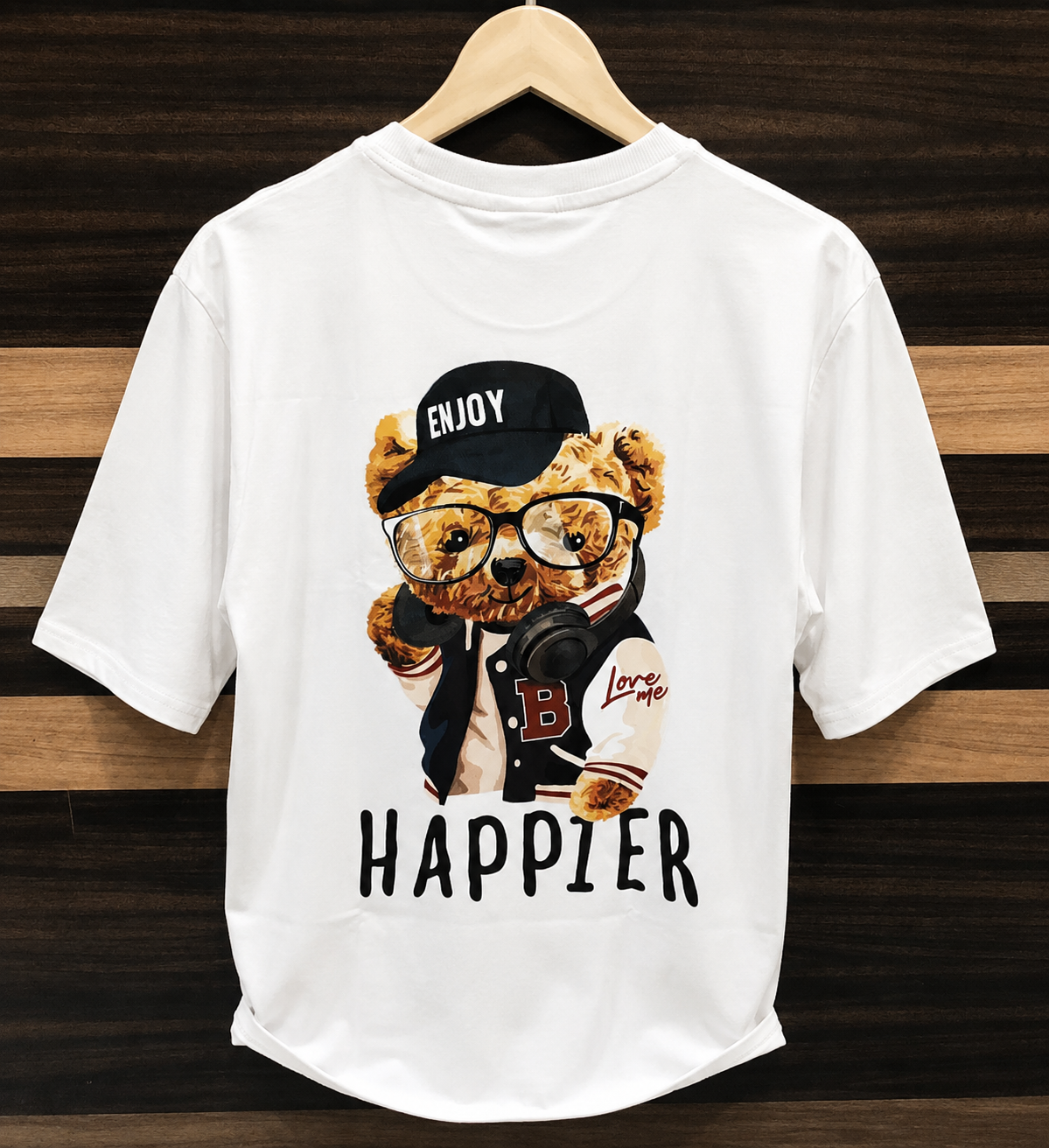 Happier Teddy Bear Premium Graphic T-Shirt | ÅSAINK™