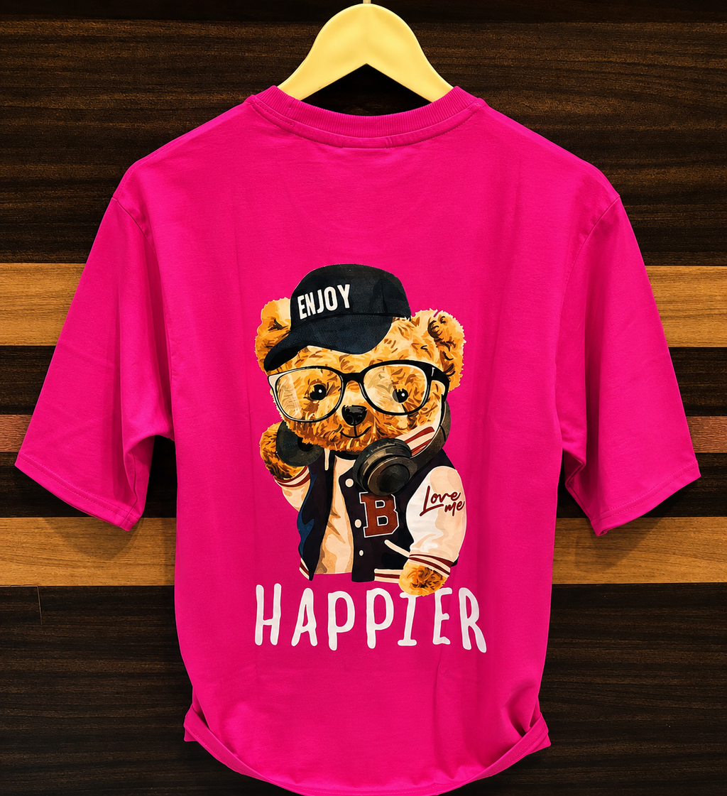 Happier Teddy Bear Premium Graphic T-Shirt | ÅSAINK™