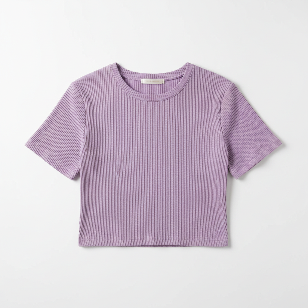 Women's Ribbed Crop Top in Lilac